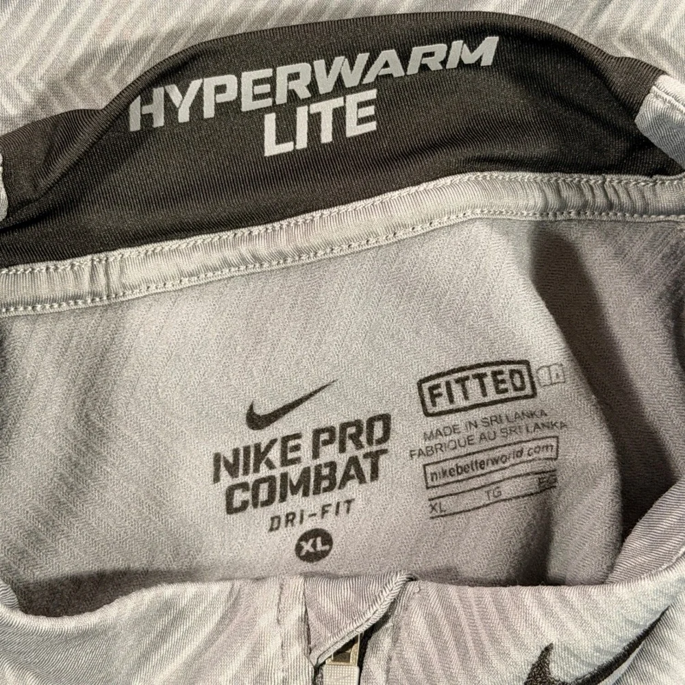 Nike Pro Combat Pullover Mens XL‎ Grey Hyperwarm Lite 1/4 Zip Fitted Dri-FIT